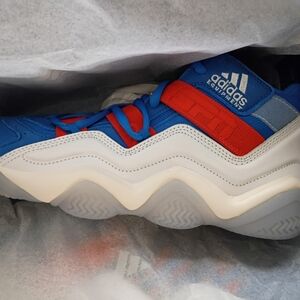 Adidas Athletic Shoes in Blue, Red, and White